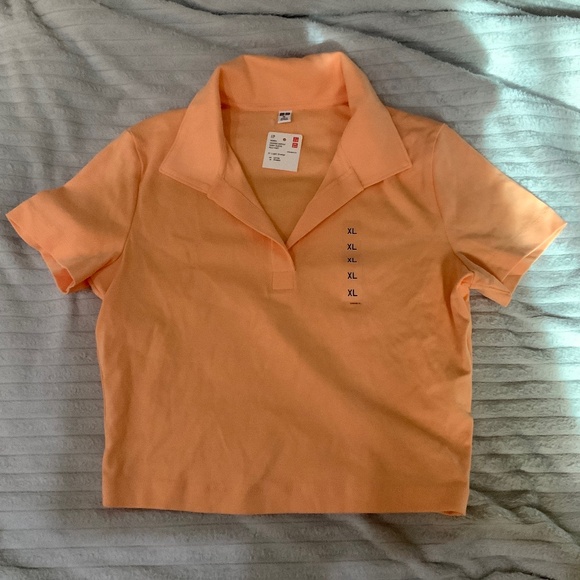 Uniqlo Women Cropped Skipper Short Sleeve Polo Shirt XL - Picture 1 of 5
